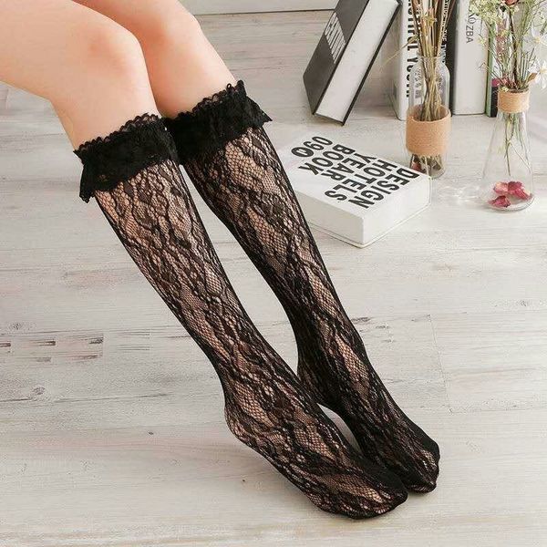 

luo lita summer and autumn hollowed-out silk silk stockings lace stockings calf net white heap socks lace socks student female, Pink;yellow