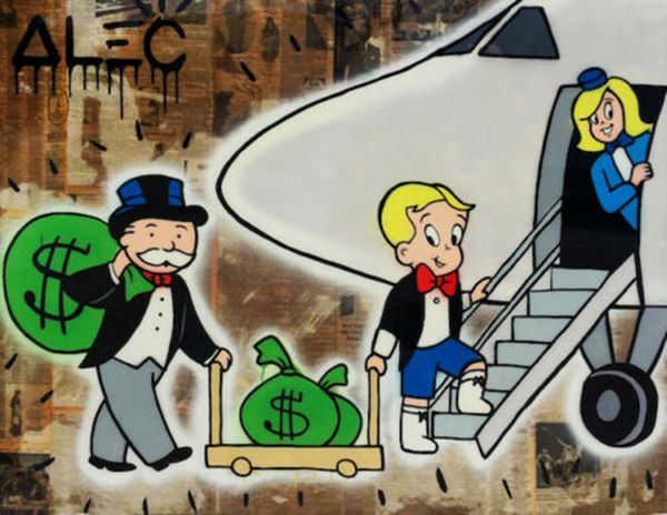 

alec monopoly graffiti art airplane home decor handpainted &hd print oil painting on canvas wall art canvas pictures 1243