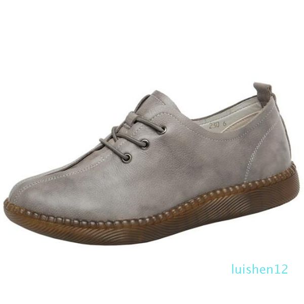 

2020 new spring lace-up soft genuine leather shoes women flats comfort warm winter shoes casual sneakers women large size l12, Black