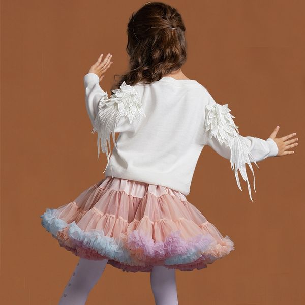 

ins spring and autumn new children's cardigan feather coat buckle girls cute sweater coat fashion sweater, Blue