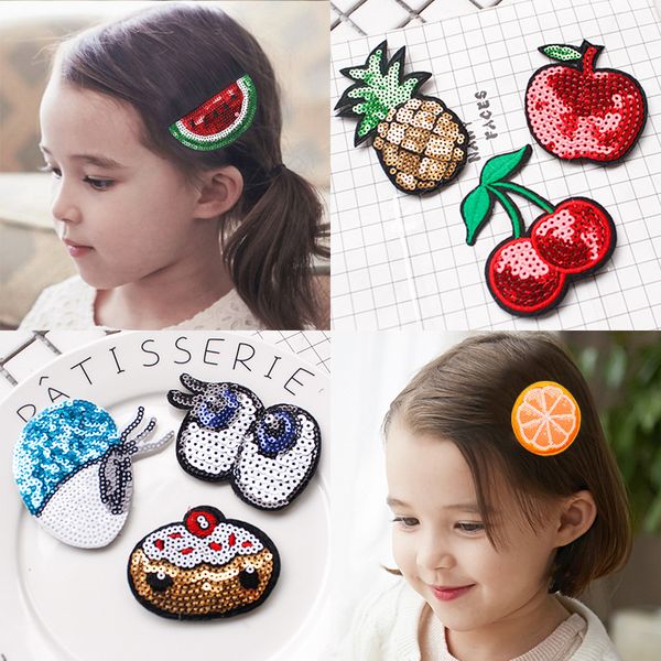 

cartoon fruit sticky post magic tape fringe hair sticker clip fixed bangs patch stick artifact sequins cute girls hair tiara, Slivery;white