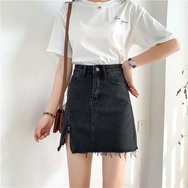 

2020 new large size fat mm denim hip ins hong kong style super popular high waist summer denim skirt women's skirt, Black