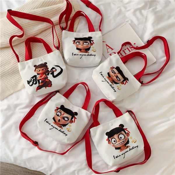 

l2odw printed children's 2019 new canvas unlined should korean cartoon girl er tong bao crossbody bag postman package postman package m