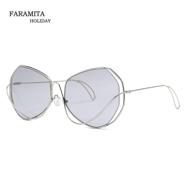 

faramita holiday irregular curve fashion sunscreen women sun glasses occident man street sunglasses resin uv400 colorful mirror, White;black