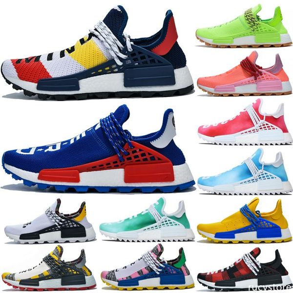 

new pharrell williams nmd human race designer sneakers bbc solar pack yellow blue nerd heart mind mens womens nmds running shoes size 36-47