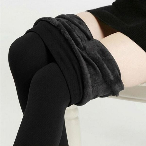 

women leggings inside thicken fur warm leggings womens ankle length winter fleece legging pants female velvet leggins 16 10, Black
