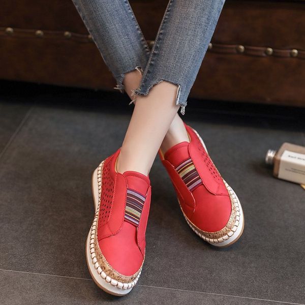 

2020 sneakers women shoes slip on hollow out women's flats ladies loafers casual woman vulcanized shoes sewing female fashion, Black