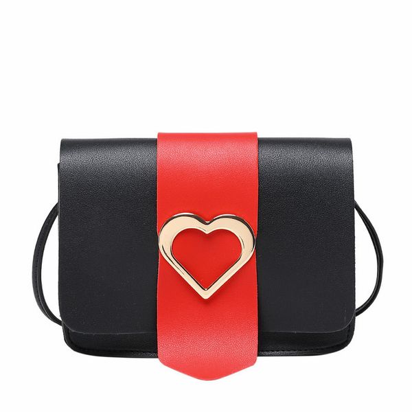 

women fashion shoulder bag lady pu leather crossbody hit color messenger bag love heart letter femme handbags