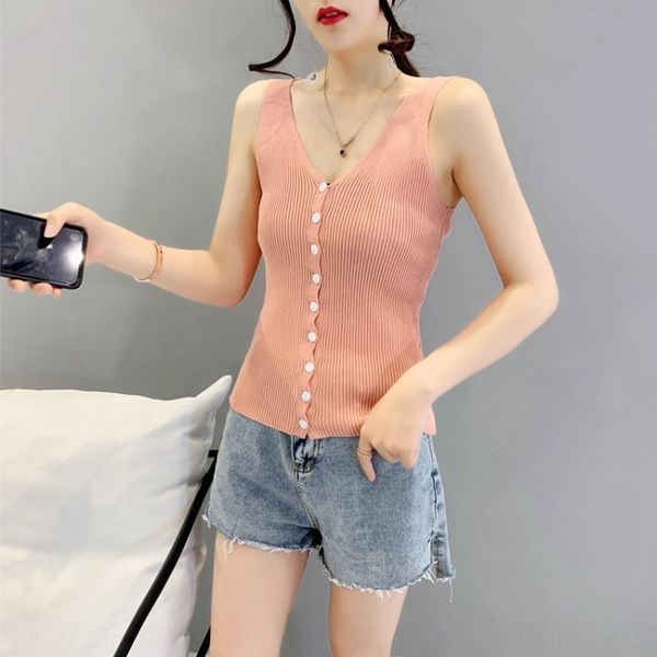 

vest female summer v-neck white small sling thin ice silk knitted base camisole vest shirt sleeveless top, Camo