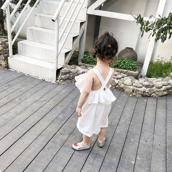 

korean style girlssummer wear 2020 back cross dress vest skirt vest skirtskirt baby girl sleeveless dress, Blue