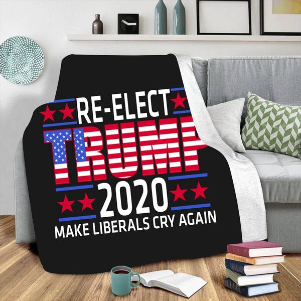 

trump 2020 trump digital printing digital cover double layer thickened blanket square blanket, Blue;gray