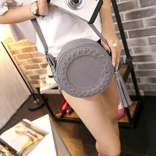 

womens brand bag round casual shoulder messenger bag adjustable braided tassel small pu round bag shoulder sac Ã main@py