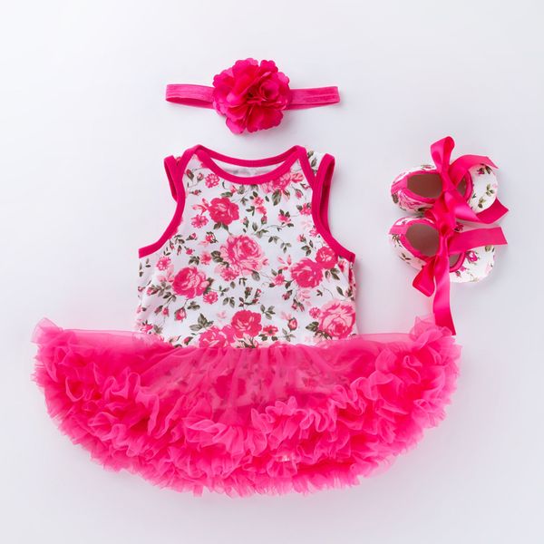 

3pcs girls dresses summer princess gauze sleeveless floral girls dress infants baby girl clothing kids clothes, Red;yellow