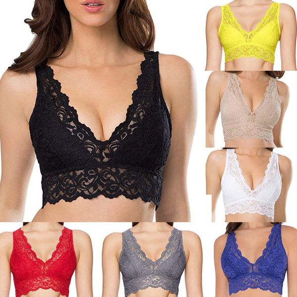 

fashion new women bra lace deep v bralette wireless underwear lingerie