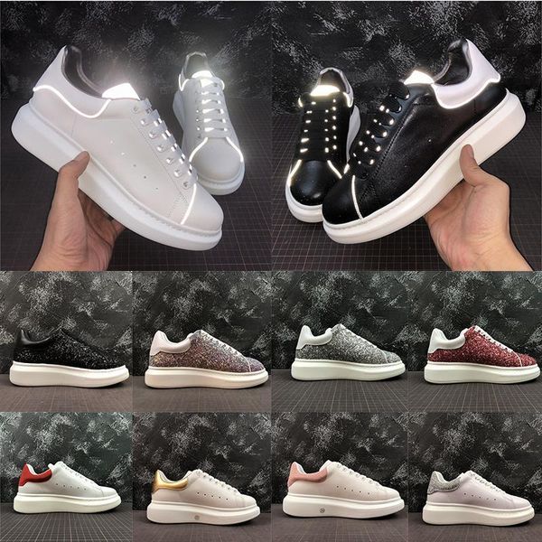

2020 fashion casual shoes luxury glitter sequins designer sneakers for men women platform dress shoes black white flat trainers