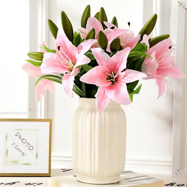 

decorative flowers & wreaths 1pc silk lily artificial flower garden 2 heads fake european retro for diy wedding holiday festival party home