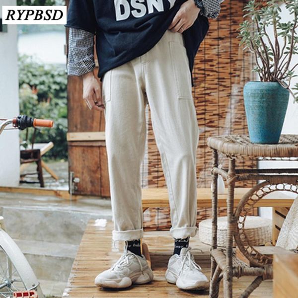 

korean pants men fashion autumn 2020 new solid color casual pants straight loose design mens cargo m-xxl 3 colors, Black
