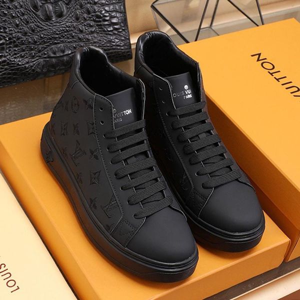 

new arrival mens shoes autumn and winter fashion footwears with origin box casual lace -up high plus size men shoes sale, Black