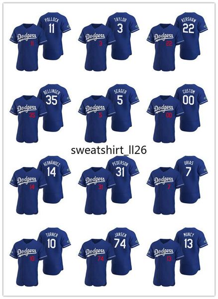 

los анджелес доджерс men 50 mookie беттс 7 хулио уриас 22 клейтон kershaw 2020 alternate patch royal аутентичные бейсбол джерси, Black