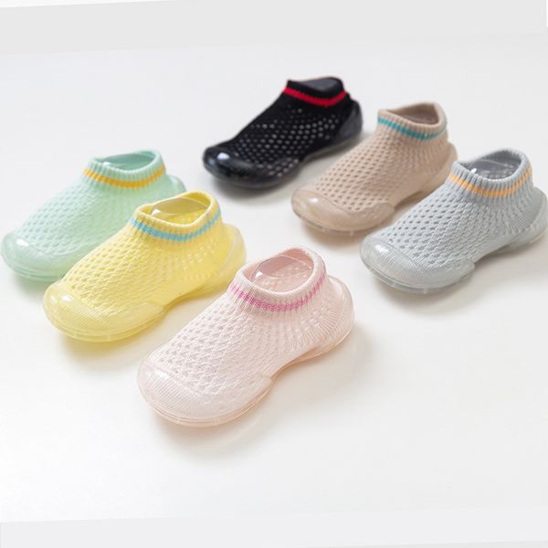 

2020 summer toddler baby girl boy cartoon anti-skid floor socks spring children rubber sole shoes casual soft sport socks, Black