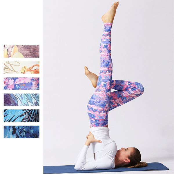 

mermaid curve power series gym women leggings peach hip ink pattern quick dry tight fitness pants high-waist yoga leggings, White;red