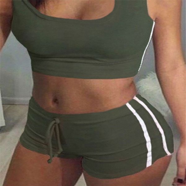

hirigin summer women clothing 2 piece set bodycon outfits crop + shorts workout tracksuit slim beach party club clothing, Gray