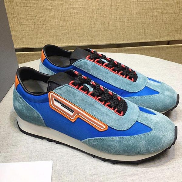 

fashion classic suede and nylon sneakers men shoes scarpe da uomo di lusso chunky sneakers comfortable lace -up fashion casual men shoes, Black