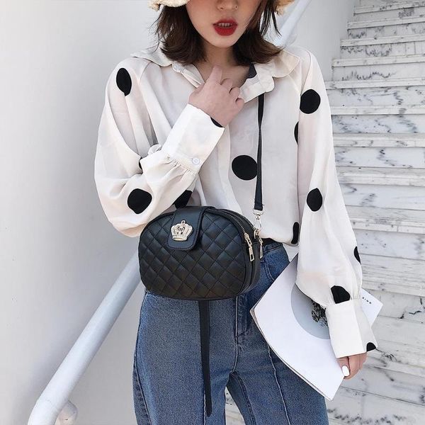 

vintage women shoulder bag women pu leather retro solid flip shell crossbody bags double layer small crossbody handbags
