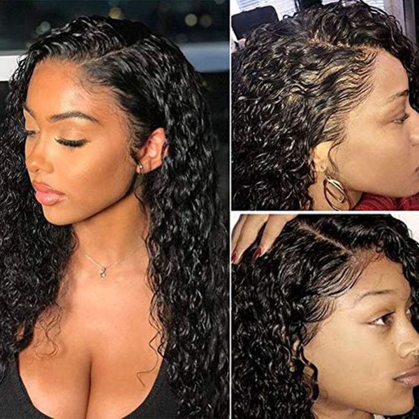 

13x6 lace front wig curly human hair wig full end lace frontal wig wowqueen remy hair lace front human hair wigs, Black