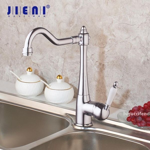 

jieni swivel kitchen basin sink mixer tap faucet chrome polished faucet wash basin sink mixer extend spout rotating for 2 sinks t200424
