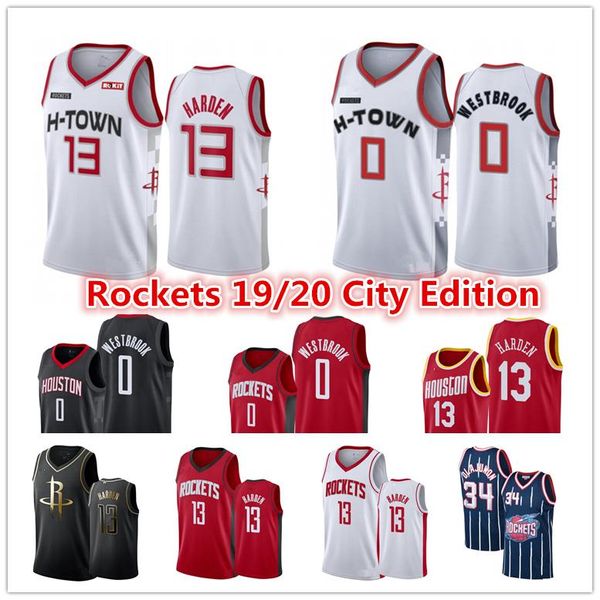 

men houston rocket jersey james 13 harden russell 0 westbrook hakeem 34 olajuwon city white edition basketball jerseys, Black;red