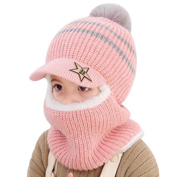

winter baby hat scarf boy girl joint cap for toddler kids child warm cute fashion star beanie knitted neck warmer 2-5 years, Yellow