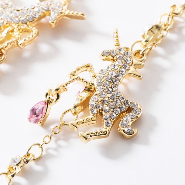 

creative s925 silver needle multi-layer acrylic diamond unicorn long earring earrings temperament fairy earring, Golden