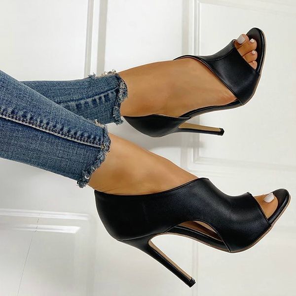 

2020 women sandals fashion open-toe high heel sandals female roman snake pattern summer shoes thin heel sandalias solid hot, Black