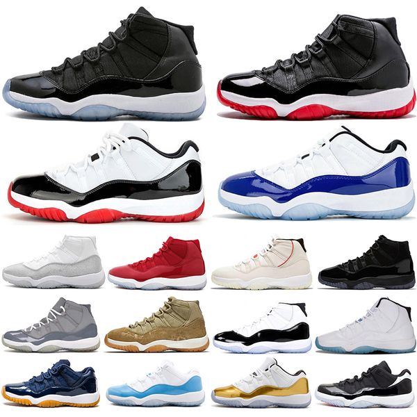 

new low white bred 11 11s concord blue 45 mens women basketball shoes metallic silver cap and gown gamma trainers sports sneakers, White;red
