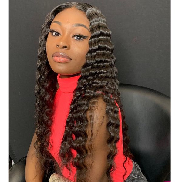 

150 density 360 lace frontal wig brazilian water wave wig 13x6 curly lace front human hair wigs remy lace front wigs, Black