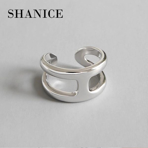 

shanice 925 silver cross ring anillos jewelry vintage ins simple letter h girlfriend gift cincin haut femme rings for women, Slivery;golden