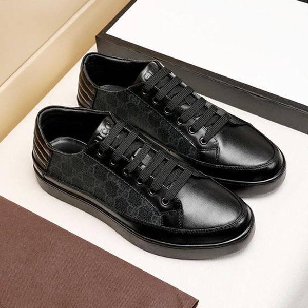 

men shoes fashion sneakers with box scarpe da uomo lace -up breathable mens shoes vintage chaussures pour hommes lace -up design plus size, Black