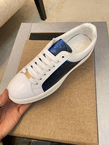 

2020l new trendy leather letters low-lace-up casual men's shoes, fashionable wild outdoor sports shoes, size: 38-45, Black