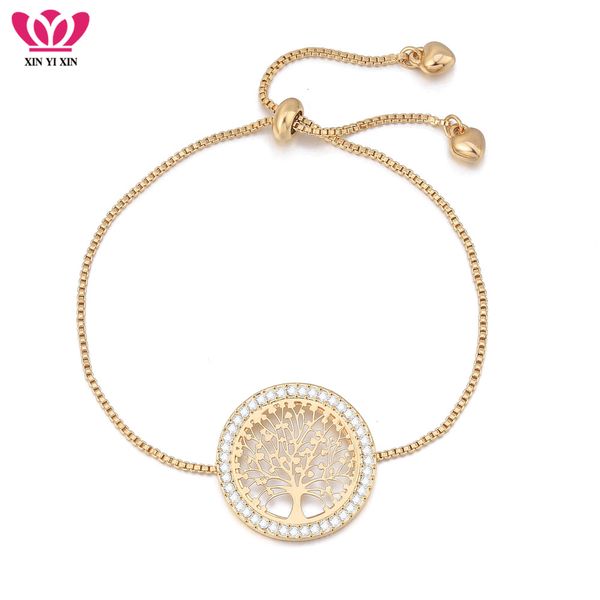 

2018 new pulseira mujer moda clear crystal gold charm bracelets bangles for women tree of life adjustable bracelet jewelry gift, Golden;silver