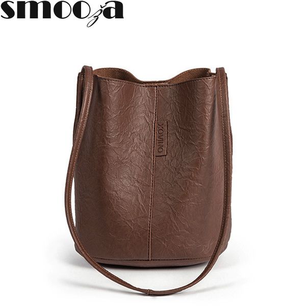 

smooza new tide solid oil pu material small fairy bag bucket bag casual wild single shoulder ladies crossbody messenger bag