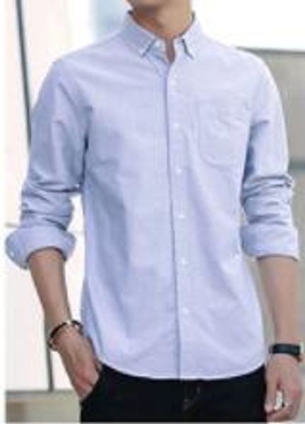 

new 2020 white shirt men long sleeves pure color cotton shirt business slimming youth thin style, White;black