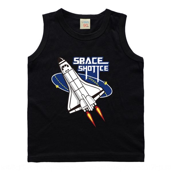 

new medium and big boy boy solid color aerospace plane children's t-shirt vest vest cotton children's t-shirt, Blue