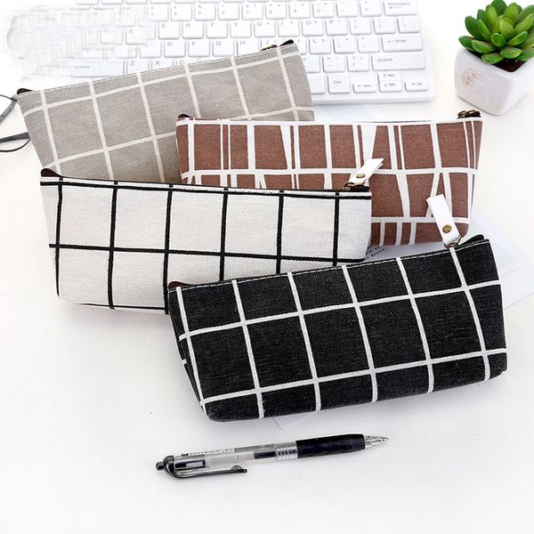 

женщины plaid косметическая сумка макияж пенал zipper make up organizer чехол для хранения туалетных красоты wash bag student карандаш чехол