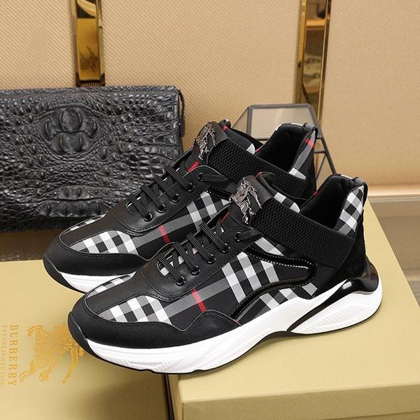

mens shoes luxury sneakers comfortable outdoor walking fashion shoes lace -up plus size designer men shoes with origin box, Black