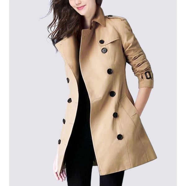 

women's trench coats coat women 2021 spring autumn windbreaker fashion double breasted belt short solid color overcoat, Tan;black