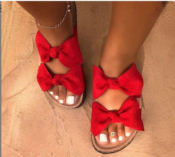

2019 women's sandals flat shoes sandals bow flat women's shoes slippers