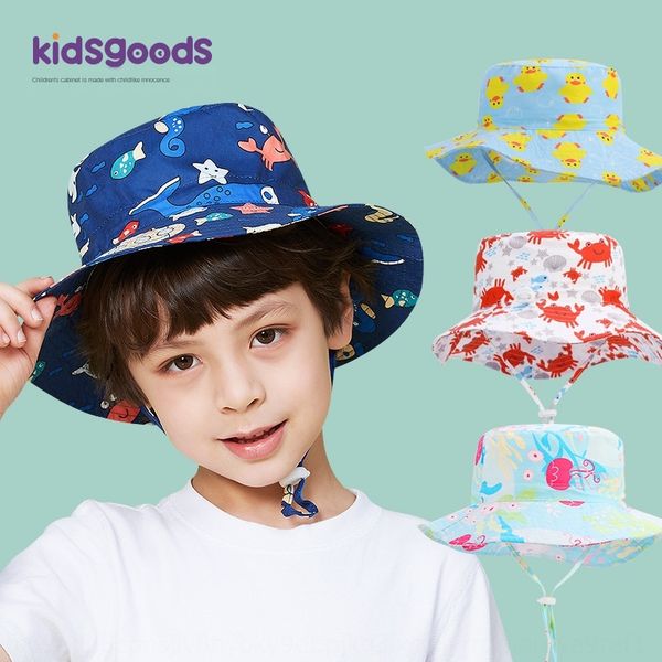 

children's bucket bucket summer new sun boys and girls sun hat cartoon printed dinosaur baby fisherman hat, Blue;gray