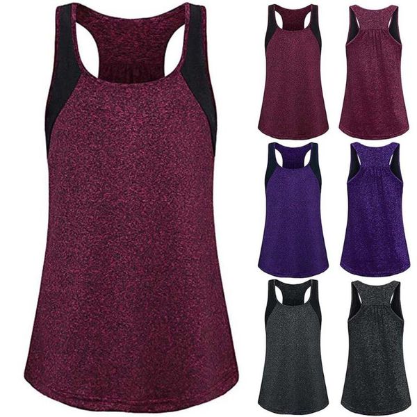 

female summer round neck color matching sleeveless t-shirt vest for outdoor sports exercise, White;red