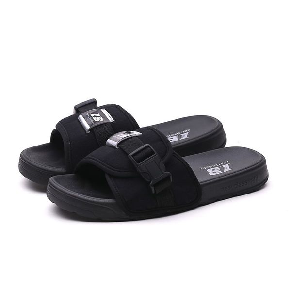 

mooregood slippers men's summer fashion wear korean tide soft bottom personality season sandals wear men's shoes, Black